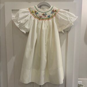 Rosalina Collections White Dragonfly Smocked Dress 24M